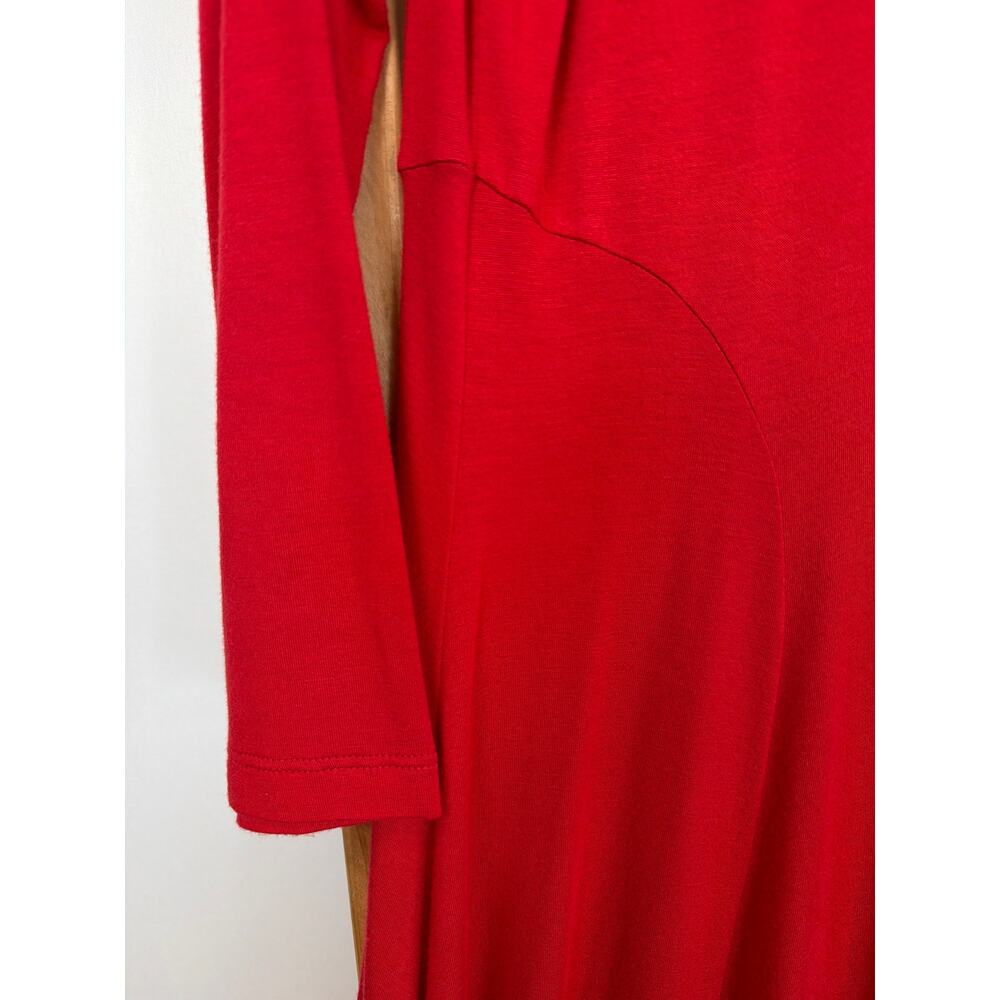 Comfy USA XL Red Round Neck Long Sleeve High-Low Balloon Maxi Dress USA - Picture 3 of 9